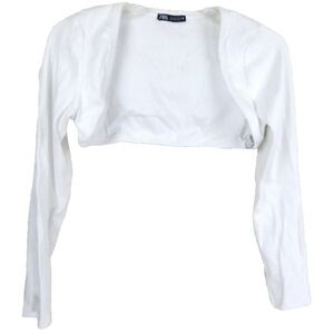 Zara White Rib Arm Warmer Shrug